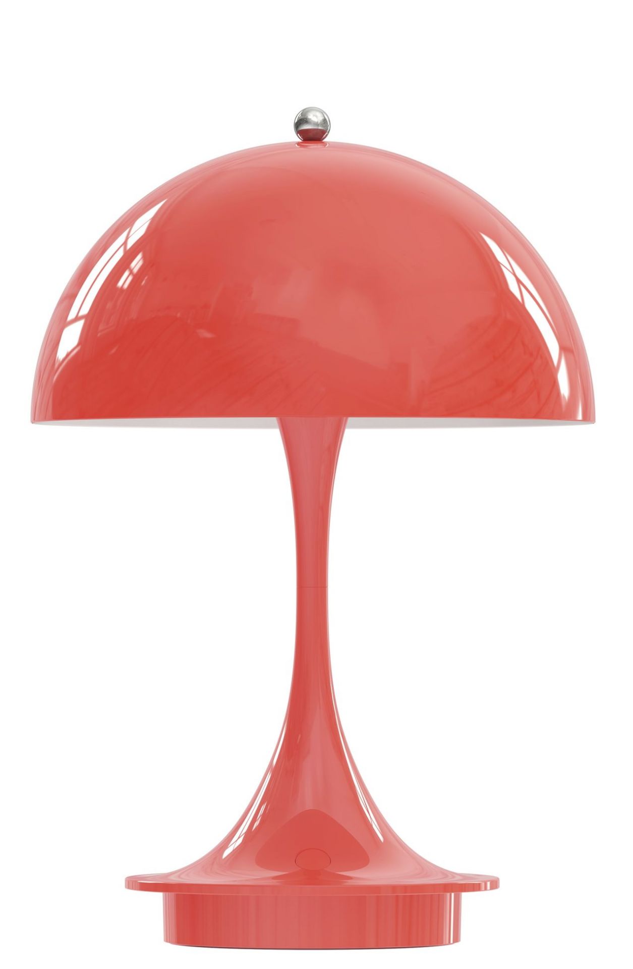 Panthella Tischleuchte 250 in Koralle: Moderne LED Lampe aus Metall von Louis Poulsen.